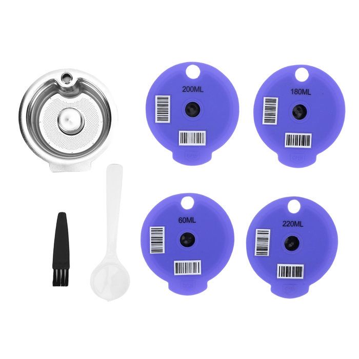Capsule café réutilisable – MLBQ – Acier inoxydable – 4 couvercles inclus facile à nettoyer compatible toutes machines