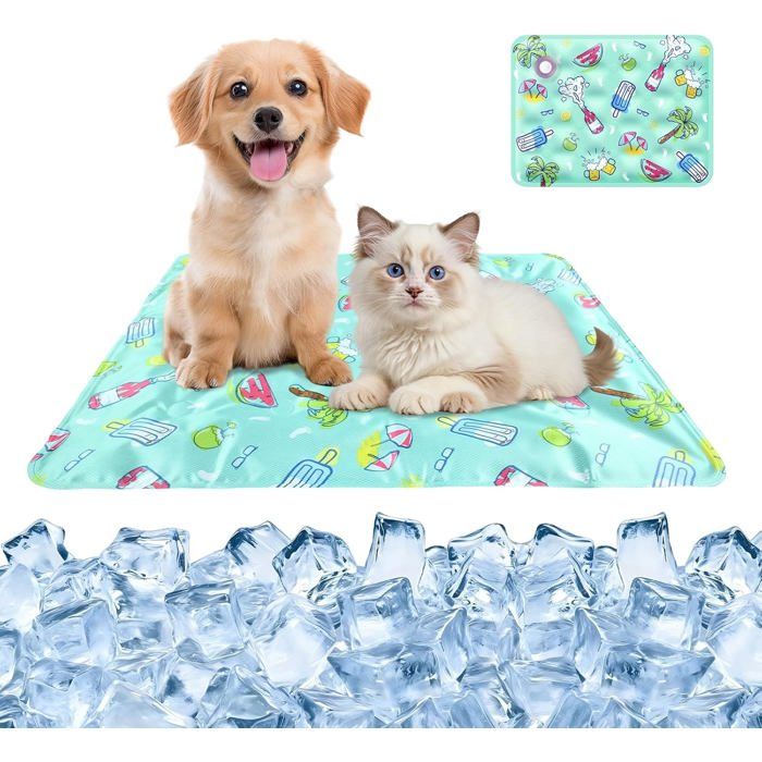 Tapis Rafraîchissant pour Petit Chien et Chat Coussin de Refroidissement à Eau avec Effet Gel Anti-Chaleur Été L（50 * 60cm） [1]