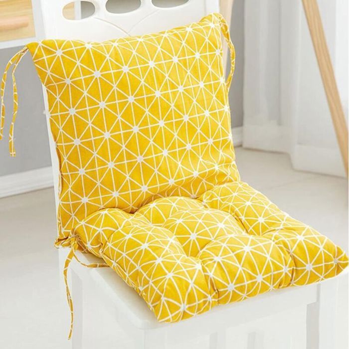 Coussin chaise jardin épais 40x40cm Coton PP Jaune 4 pièces