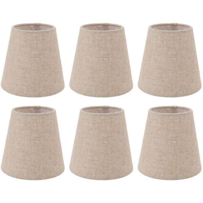 Lot de 6 abat-jours en lin pour ampoules E14 – Diamètre 14cm – Hauteur 13cm – Installation facile sur lampes et lustres