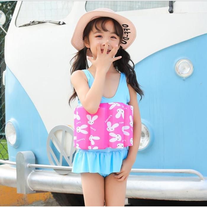 Maillot de bain flotteur  - Onwind -  2 manches gonflable gilet de sauvetage natation piscine sécurité bébés fille lapin enfant 2543
