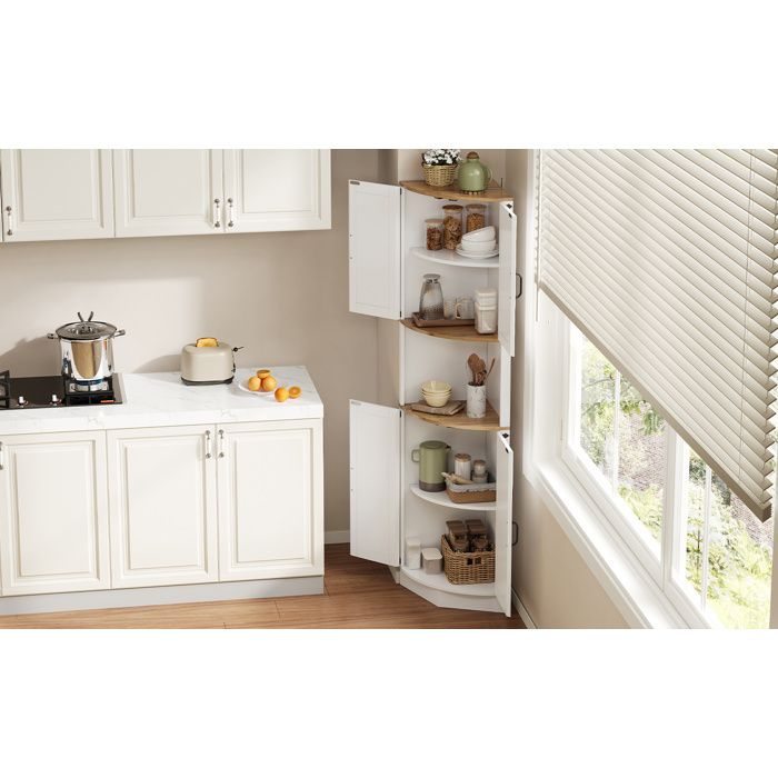 Armoire dangle haute 39 5 x 39 5 x 180 cm 5 espaces de rangement effet bois blanc style vintage