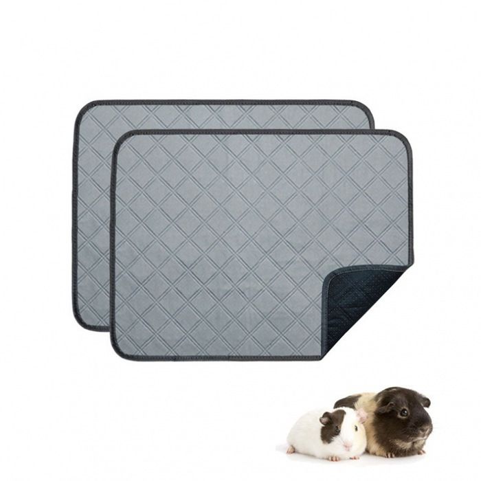 2pcs-Tapis absorbants pour cochons dInde-Lavables-Litière pour cochons dInde-Tapis pour lapins-Imperméables-Ultra-Gris clair