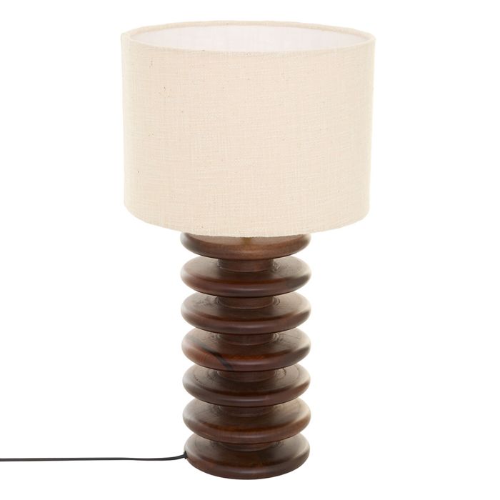 Lampe à poser en bois de manguier avec pied sculptural Marron 35x60 cm Lampe à poser en bois de manguier avec pied sculptural Marron 35x60 cm