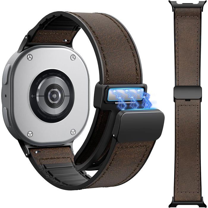 Bracelets en cuir magnétiques compatibles Samsung Galaxy Watch 8 40 mm 44 mm / 8 Classic 46 mm bracelet de remplacement