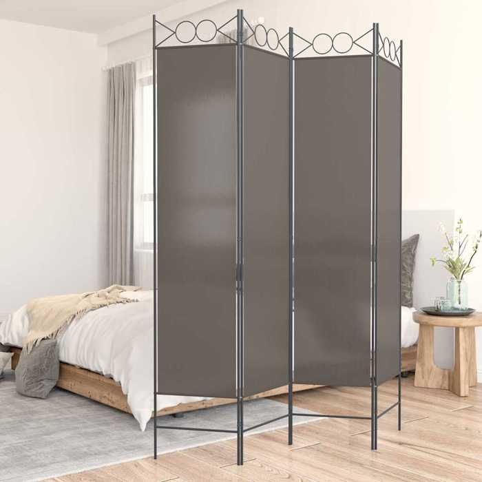 Meuble Paravent - HAOSHOP - Cloison de séparation 4 panneaux Anthracite 160x220 cm Tissu&01_135529