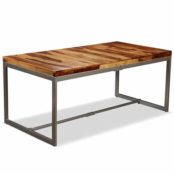 Table à manger acier - vidaXL - Bois massif - Style industriel - 180 x 90 x 76 cm 77293