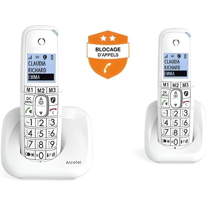 Téléphone fixe sans fil avec répondeur Alcatel XL785 Duo Blanc - Téléphone  sans fil