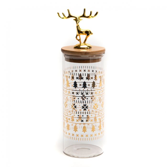 EDZARD Bocal à Confiture Cerf En Verre Argenté Brillant - Hauteur 11 Cm