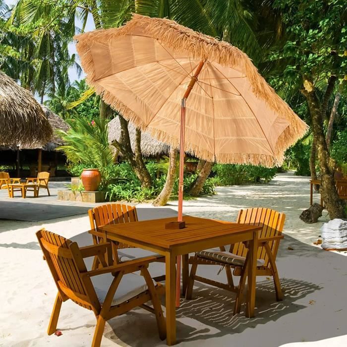 Parasol Exotique Paille, Parasol de Plage Pliable, Parasol de Plage en