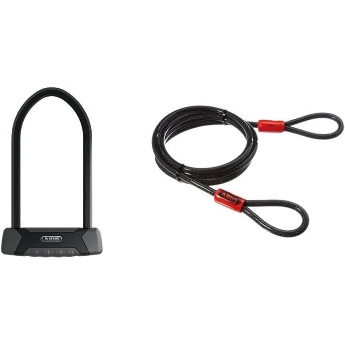 Lucchetto ABUS 440A USH - Antifurto Bici, Allarme 100 DB, Nero, 23 Cm