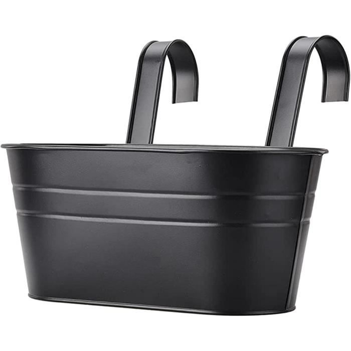 Lot De 4 Pots Fleurs Suspendus Ovale Jaune Métal – Avec Crochet Double Amovible, Trou Drainage – Idéal Balcon, Jardin & Fenêtre