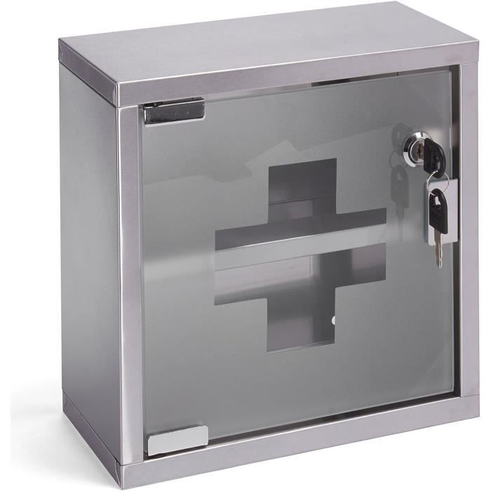 Armoire Pharmacie Cl En Acier Verre u8828 Cdiscount Maison