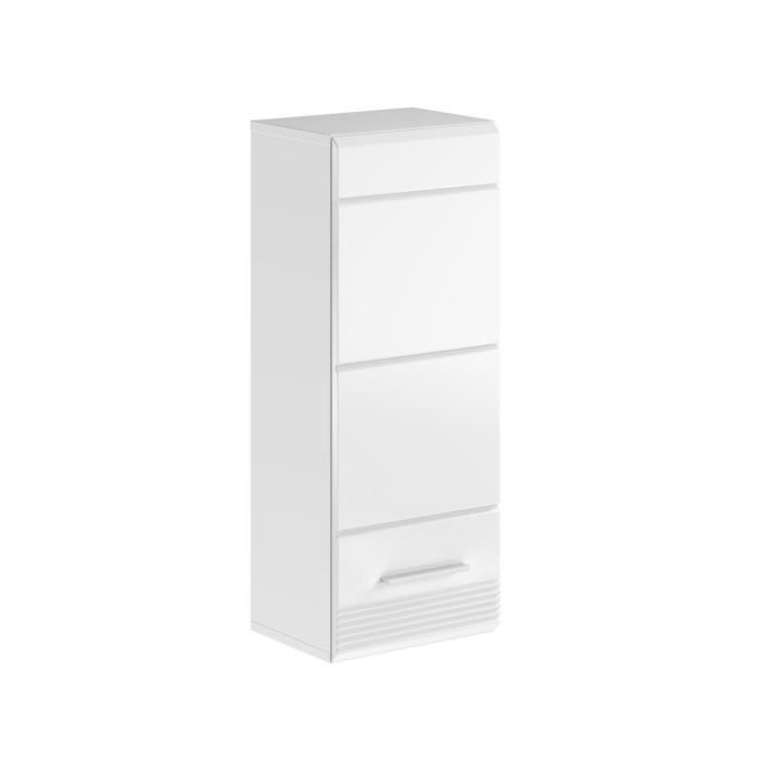 Linus armoire de salle de bain accroché au mur 1 porte brillant blanc blanc.