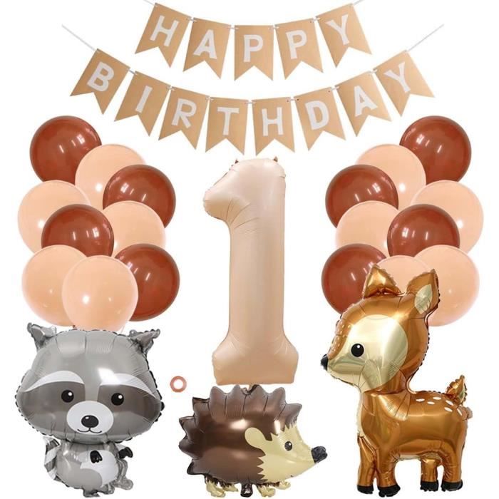 Kit Déco Anniversaire 1 An Beige Or – 55 Ballons, Bannières, Pompons, Arche – DIY Fête Pour Fille Ou Garçon, Facile à Assembler