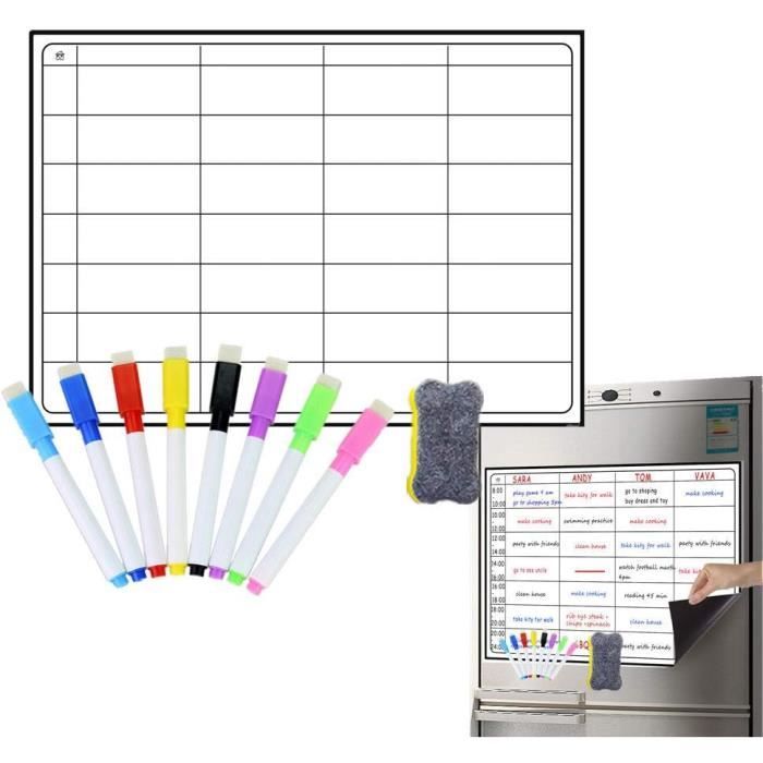 Plannificateur Hebdo Magnétique Pour Frigo - 30x42 Cm - Tableau Blanc Repas/mémo