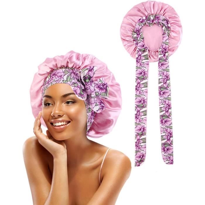 Bonnet de Nuit - Femme - Soie Satinée - Élastique - Imprimé Ethnique - Confortable