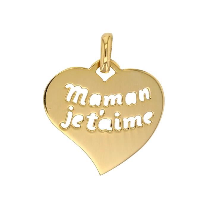 Jouailla - Pendentif coeur en Or 375-1000 avec message Maman je taime (396117)