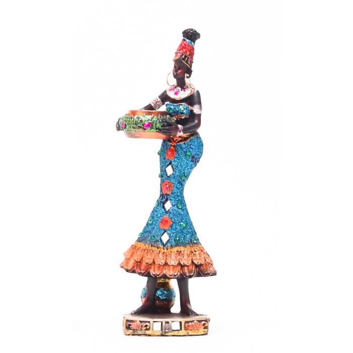 Hauteur 35 cm DECO GEMME Statuette Femme Africaine Assise avec Pot