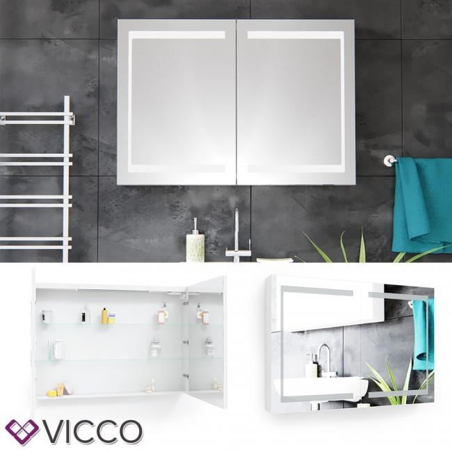 Vicco Led Miroir Armoire Blanc Salle De Bains Armoire Salle De