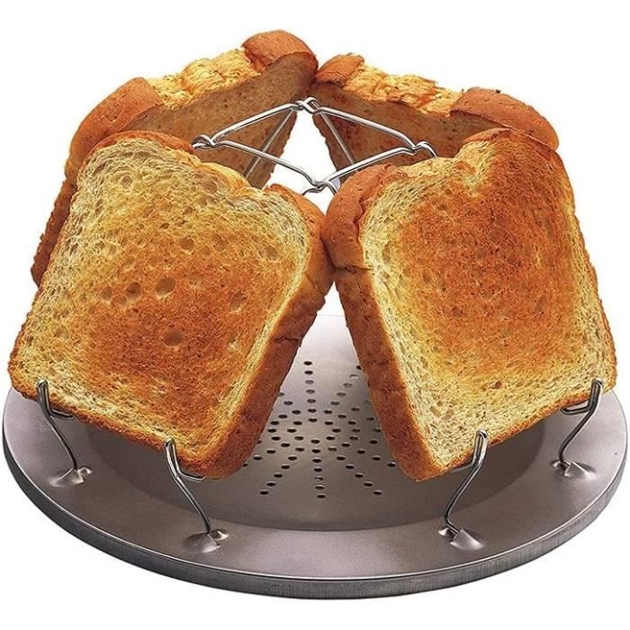 Grillepain en acier inoxydable, grillepain rond pliable 4 pièces en