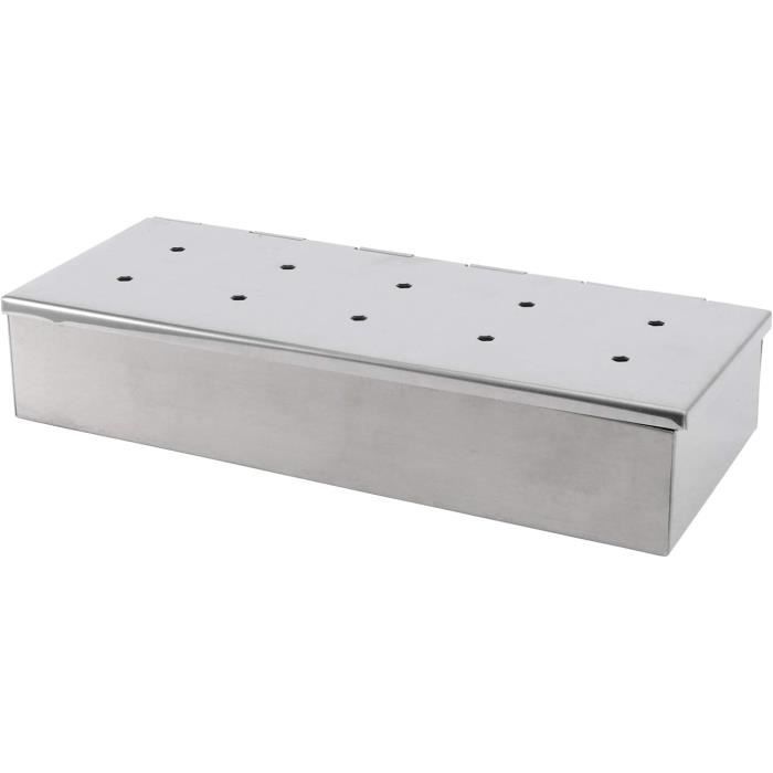 Boîte à Fumée Pour Barbecue (Acier Inoxydable) - Pour Grill à Gaz, Charbon - Donne Un Goût Fumé à La Viande - 22x9x4 Cm
