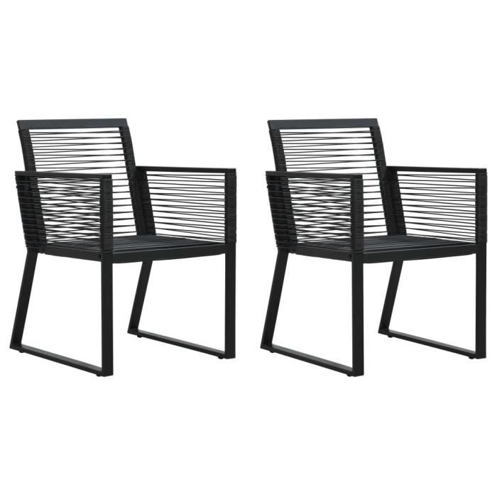 mmcz® chaise de salon scandinave - lot de 2 chaises de jardin fauteuil de jardin - chaise fauteuil noir rotin pvc ❤6094