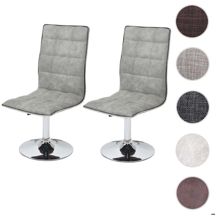 2x chaise de salle à manger HWC-C41 fauteuil tissu ~ vintage gris béton
