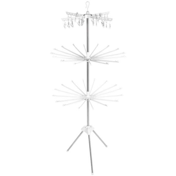 Séchoir à Linge Pliable en Métal Etendoir à Linge Rabattable à 3 Niveaux Étendoir à Linge Parapluie Trépied Interieur pour Vêt176