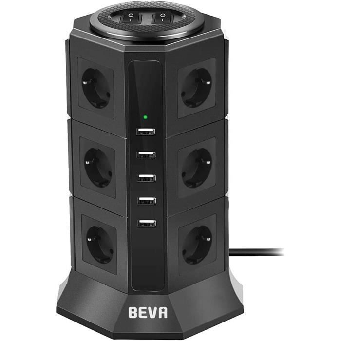 Yohoolyo Tour Multiprise Parasurtenseur Parafoudre Avec 8 Prises Electrique Et 5 Ports Usb Bloc