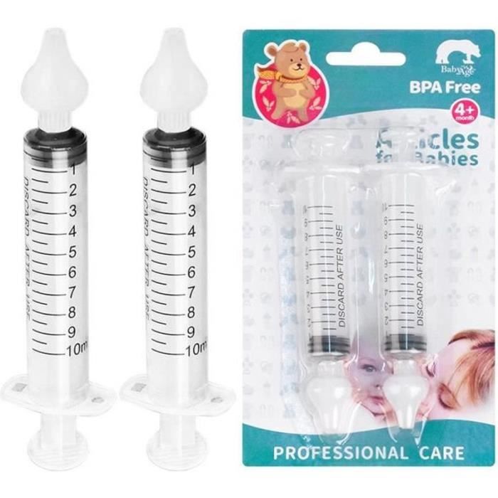 Babybow | 4pcs seringue nasale bebe - kit complet avec cure nez bebe -  mouche bebe - pipette nez bébé - avec embout en silicone doux pour rinçage  de
