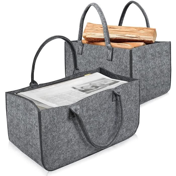 Panier à Bûches En Feutre Extra Épais Avec Poignées Renforcées - Sac Pliable Pour Bois De Chauffage