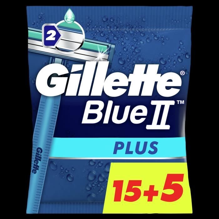 GILLETTE Rasoirs jetables Blue II Plus x20