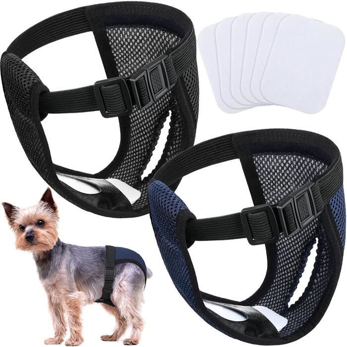 Lot of 2 Couches pour Chien avec 6 Serviettes Hygiéniques Culotte Menstruelle pour Chien Noir et Bleu S