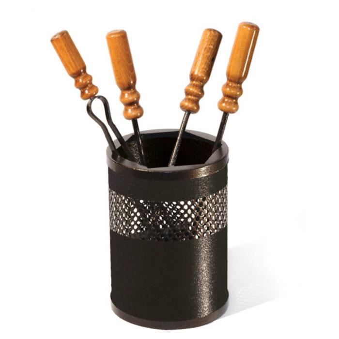 Serviteur De Cheminée D’époque 19ème En Fer Et Bronze