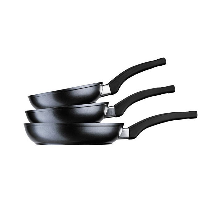Poêles - BRA - Lot de 3 - Diamètres 18 cm 22 cm 26 cm - Compatible induction - Noir