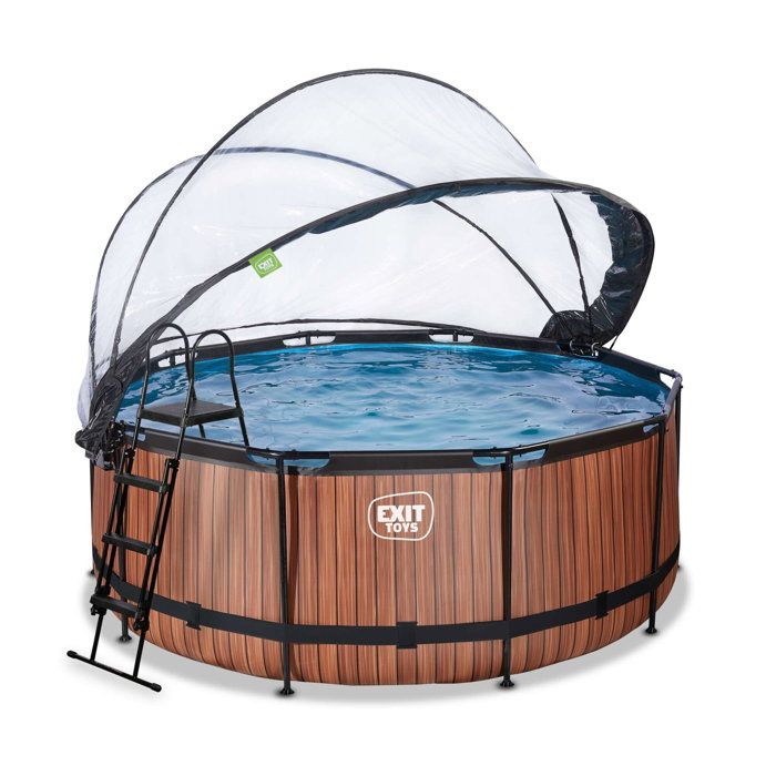 EXIT TOYS Piscine tubulaire EXIT Wood &oslash;360x122cm - Marque EXIT - Filtre &agrave; sable et &agrave; chaleur