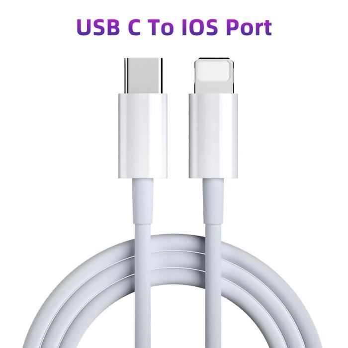Câble téléphone,Câble de charge rapide PD USB C,cordon de chargeur pour  iPhone 13 pro 12 pro max 11 X iPad 9 mini 6 - White -2m[F] - Cdiscount  Téléphonie