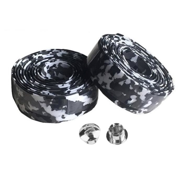 Guidoline Cuir BBB RaceRibbon BHT-01 Bande Antidérapante Pour Guidon De Vélo De Route, Urbain, VTT, Avec Bouchons De Guidon, Gris, Taille Unique Ruban Guidon Velo