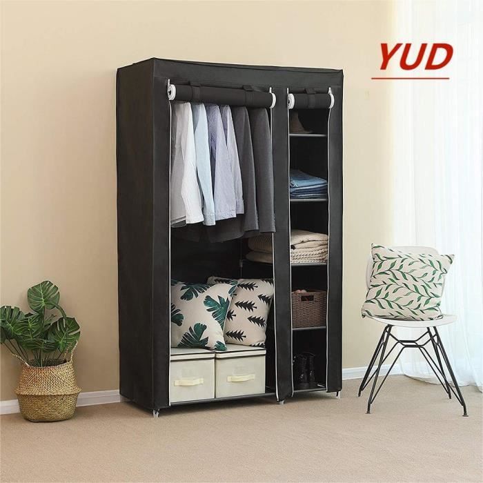 Penderie pliable en tissu non-tissé noir YUD - 172x105x43cm