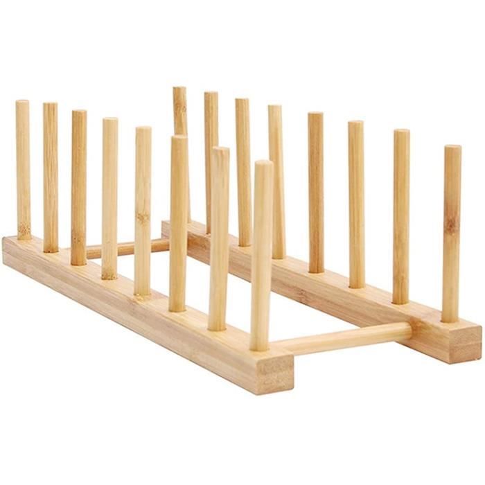 Égouttoir à Vaisselle En Bois - 7 Grilles, Pour Assiettes, Planches à Découper, Plaques - Organisateur De Cuisine, Séchage Rapide