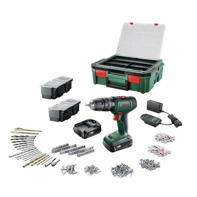 Perceuse à percussion Bosch UniversalImpact 18 V 2 batteries 1 5 Ah + SBX + 241 accessoires