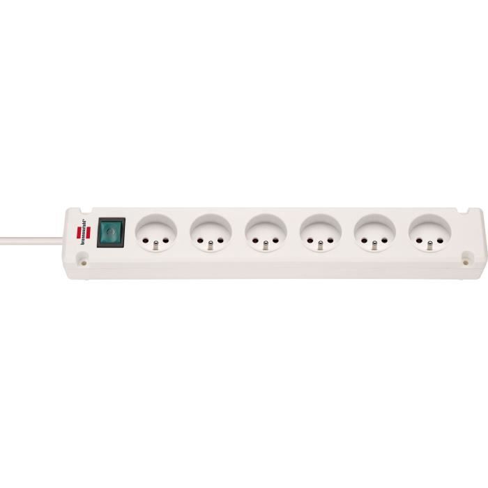 Brennenstuhl Multiprise BREMOUNTA Blanche - 6 prises - avec 3m de câble
