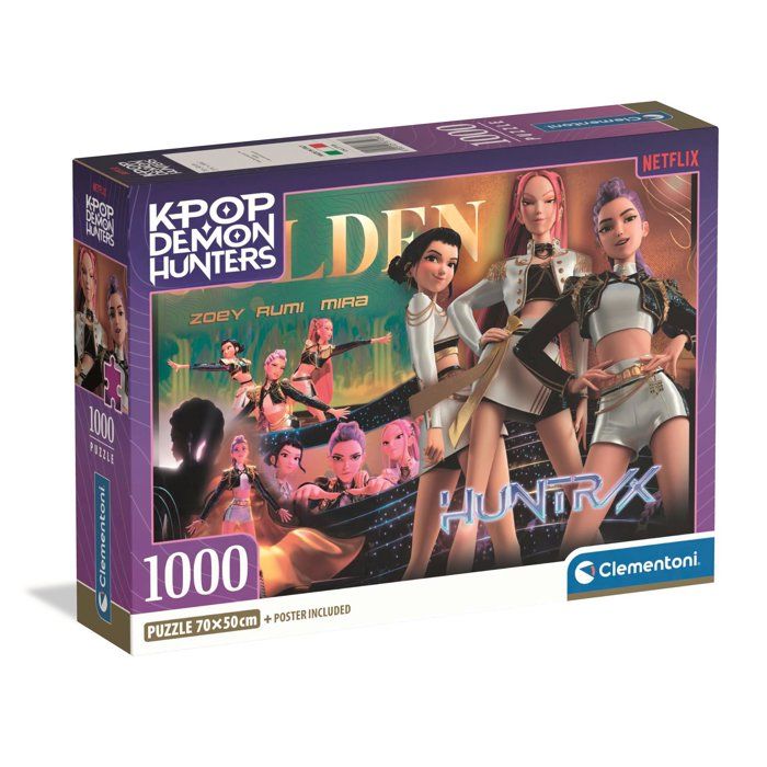 Clementoni K Pop Demon Hunters Puzzle 1000 Pièces Puzzle Adulte Dès Huntrix Golden Rumi Mira et Zoey Netflix