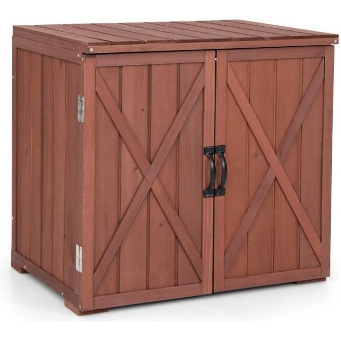 COSTWAY Armoire Abri de Jardin en Bois de Sapin Massif avec Doubles