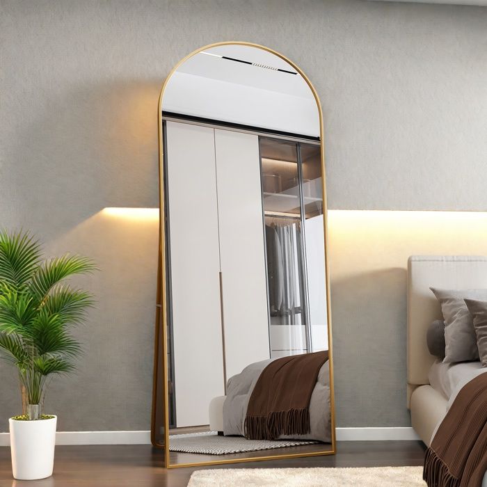 Miroir Sur Pied Style Vintage Filigrane Doré - 180 X 76 Cm - Pleine Longueur - Pour Salon, Chambre, Entrée