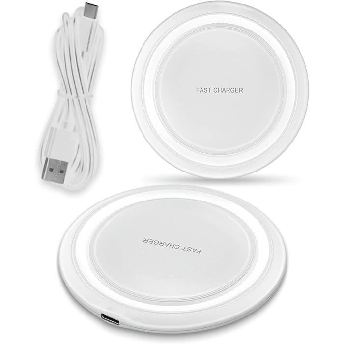 Chargeur à Induction 15W Rapide - Compatible IPhone, Samsung Galaxy, Avec Câble USB-C, Design Aluminium