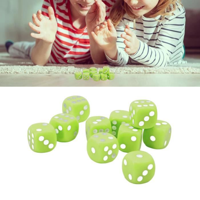 Lot de 10 dés de jeu classiques en plastique écologique translucide pour enfants - YOSOO