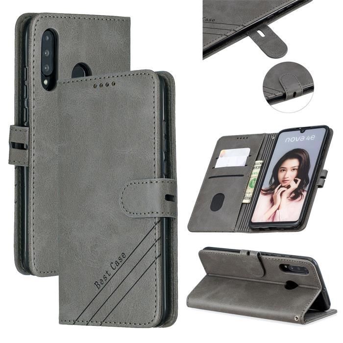 OKZone Cover per Huawei P20 Lite, Custodia Flip Pelle Portafoglio Magnetica Libro con Slot Schede, Slim Silicone TPU Bumper Wallet Supporto Case, Antiurto Cover per Huawei P20 Lite (Nero