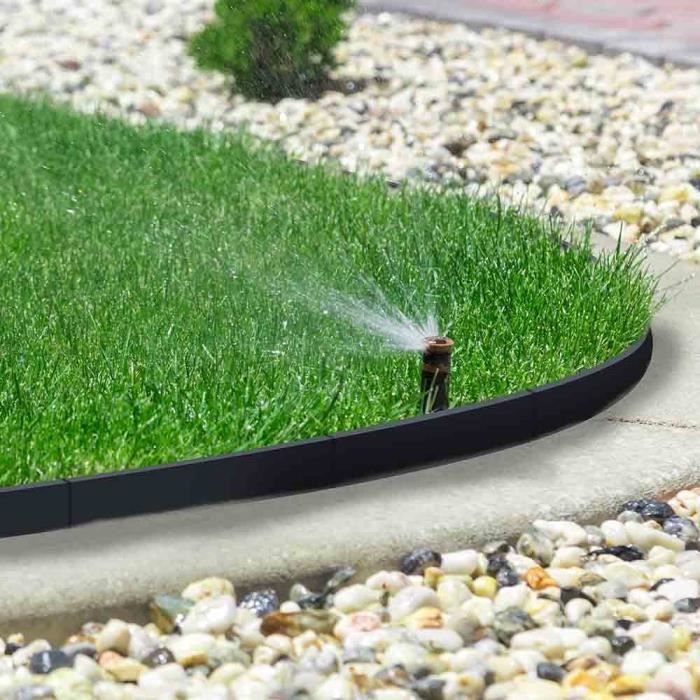 Kalolary Bordure Jardin Flexible 12M Avec 36 Piquets - Hauteur 10cm Pour Pelouse Et Parterres